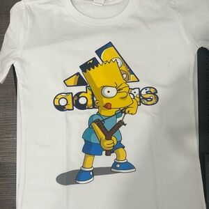 Adidas Kids White T-Shirt with Bart Simpson Graphic